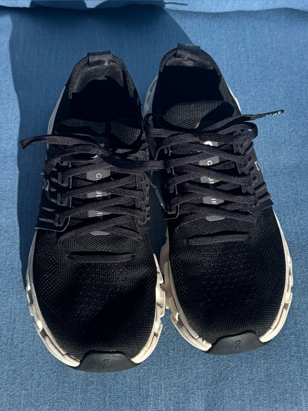 On Running Cloudswift 3 Women's 8.5 Black/White Knit Sneakers Helion Speedboard